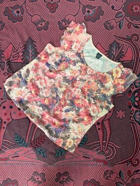 Covington Pink Floral Scoop Neck Blouse